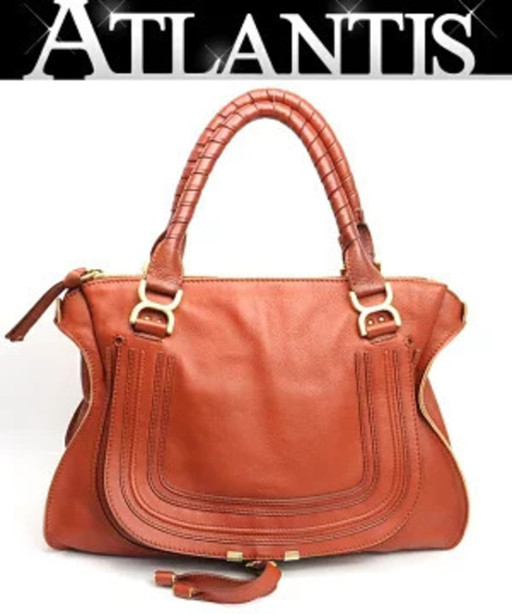 Chloe Marcie Handbag Leather Reddish Brown